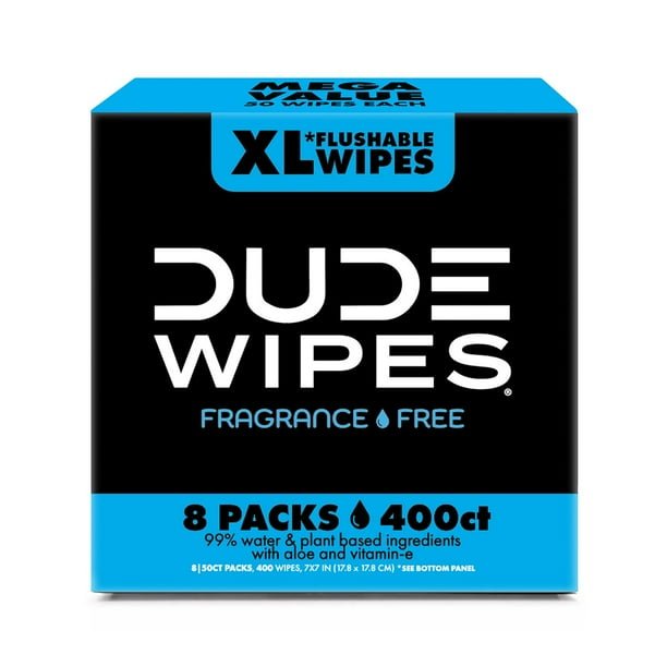 2025/10/1000085515.jpg DUDE WIPES XL Flushable Wipes, Fragrance Free, 8 ct., 400 wipes - Image 1