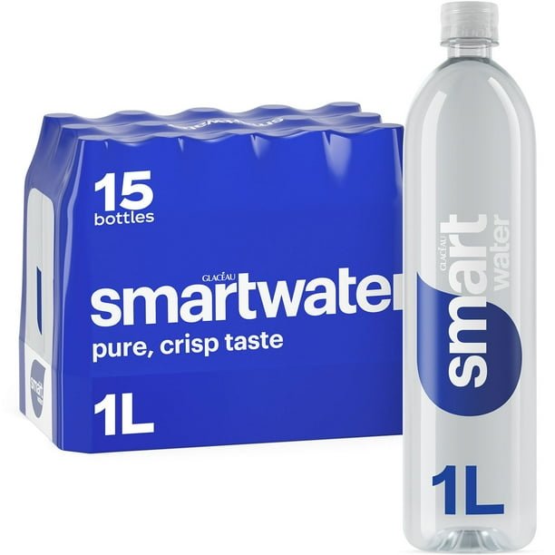 2025/10/1000087568.jpg SmartWater Vapor Distilled Premium Water Bottles, 1 L., 15 pk. - Image 1
