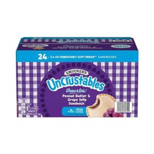 Smucker’s Uncrustables Peanut Butter & Grape Jelly Sandwiches, Frozen (24 Count, 2.4 oz Each)