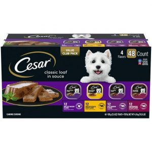 Cesar Classic Loaf in Sauce Wet Dog Food Variety Pack (48 Trays, 3.5 oz Each)