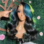 Blue Green Lace Front Wig  Long Loose Waves, Pre-Plucked, Glueless 13x4, Baby Hair