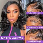 14" Body Wave Bob Wig Human Hair 13x4 HD Lace Front Glueless 180% Density - Image 2