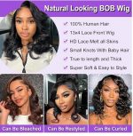 14" Body Wave Bob Wig Human Hair 13x4 HD Lace Front Glueless 180% Density - Image 3