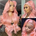 ANDRIA 13x4 HD Lace Front Wig – 28 Inch Pink Body Wave Glueless Synthetic Wig with Pre-Plucked Hairline & Baby Hair | Heat Resistant Fiber - Image 4