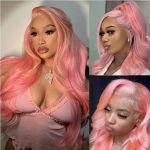 ANDRIA 13x4 HD Lace Front Wig – 28 Inch Pink Body Wave Glueless Synthetic Wig with Pre-Plucked Hairline & Baby Hair | Heat Resistant Fiber - Image 6