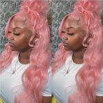 ANDRIA 13x4 HD Lace Front Wig – 28 Inch Pink Body Wave Glueless Synthetic Wig with Pre-Plucked Hairline & Baby Hair | Heat Resistant Fiber - Image 5