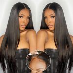 20" Wear & Go Glueless Straight Lace Front Wig – 6x4 HD Lace Human Hair Wig, Pre-Plucked & Pre-Cut, 180% Density, Natural Black