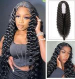 30" Synthetic Lace Front Wig – Long Black Loose Deep Wave (1B) | Natural Simulated Scalp & Crimped Curls - Image 2