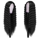 30" Synthetic Lace Front Wig – Long Black Loose Deep Wave (1B) | Natural Simulated Scalp & Crimped Curls - Image 5