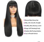 24" Long Straight Glueless Wig with Bangs – Natural Black - Image 4